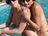 Topless sluts at pool