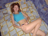 Blond amateur girl posing and sucking