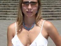 Blond amateur wife at summer vacation