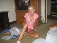 Blond GF love showing her holes