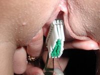 Naked amateur GF teeth brushing