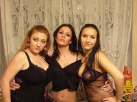 Amateur brunette alone and with friends