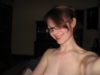 Nerdy amateur wife naked at home