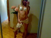 Sweet blonde babe nude posing and sucking