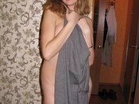 Pretty young amateur girl posing at home