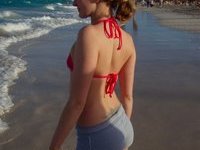 Young amateur blonde babe at summer vacation