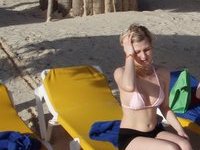 Young amateur blonde babe at summer vacation