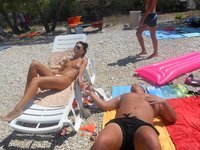 Real amateur couple at summer vacation