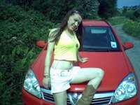 Busty amateur wife naked at car