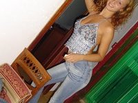 Pretty curly amateur babe