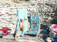 Nudist amateurs at beach and yacht