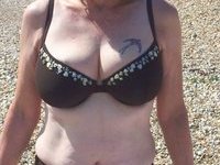 Amateur mature wife Denise at beach