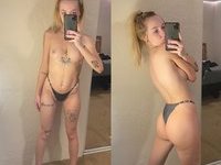Blonde slut showing her pussy