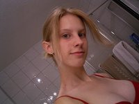 Blonde amateur GF nude posing at home