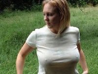 Sexy busty amateur blond MILF exposed