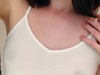 Amateur brunette with small tits