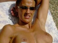 Fit amateur MILF sunbathing naked