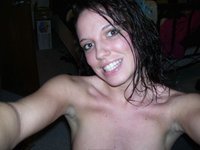 Cute amateur brunette nude posing and blowjob