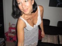 Brunette amateur milf nude posing and BJ at home
