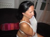 Brunette amateur milf nude posing and BJ at home