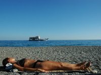 Nudist amateur couple at vacation
