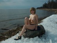 Sexy MILF naked outdoors