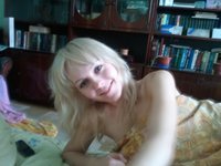 Russian amateur blonde posing at home