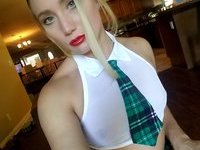 American pretty blonde teen with little perky tits