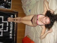 Curly amateur GF nude posing pics collection