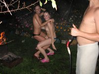 Nudist amateur blonde with friends
