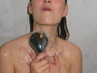 Teenage amateur girl at shower