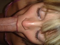 Pretty amateur blonde mom posing and sucking