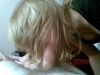 Amateur blond wife posing at home