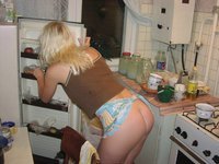 Seductive amateur blonde posing at home