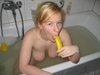 Blond amateur milf teasing at bath