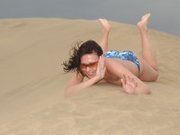 The sand is hot