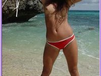 Red bikini cute babe