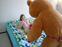 Blowjob and sex with teddy bear