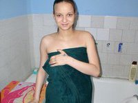Pregnant lady taking a shower
