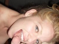 Blond amateur babe nude posing and cock sucking
