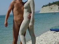 Nudist amateurs at beach