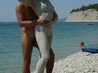 Nudist amateurs at beach