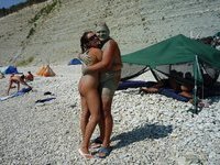 Nudist amateurs at beach