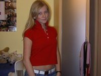 Blonde amateur teen girl posing for boyfriend