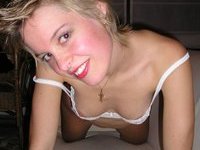 Smiley amateur blonde with short hair