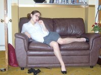 Young amateur girl posing at home