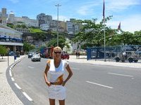 Blonde MILF posing at beach