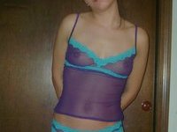 Nerdy amateur wife posing at home