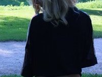 Amazing amateur blonde babe love posing outdoors