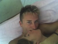 Real amateur couple at summer vacation